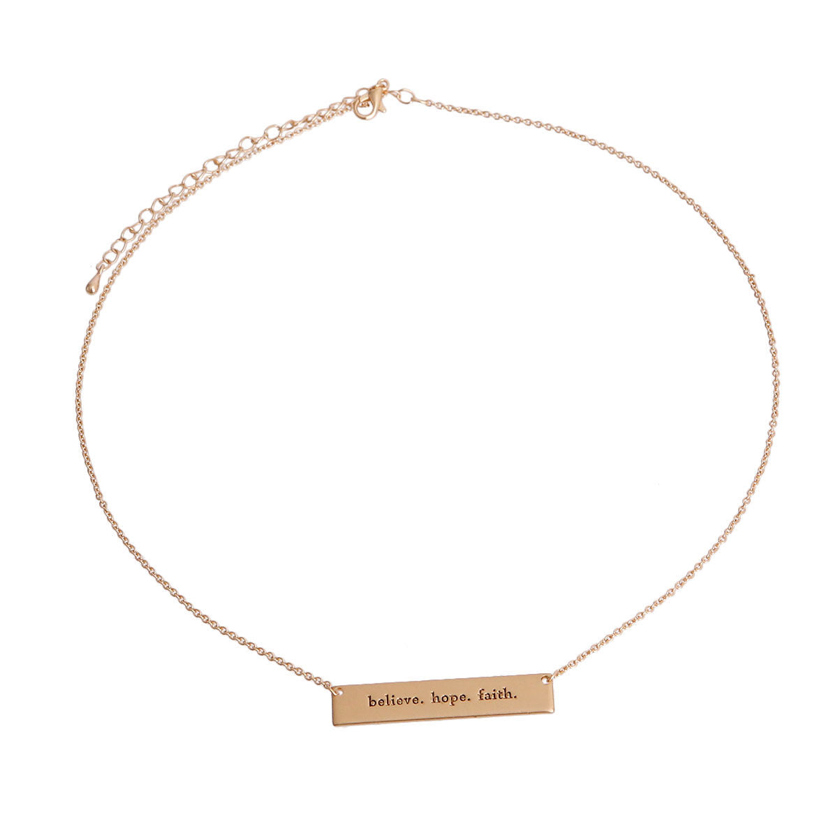 Gold Believe Faith Hope Plate Necklace