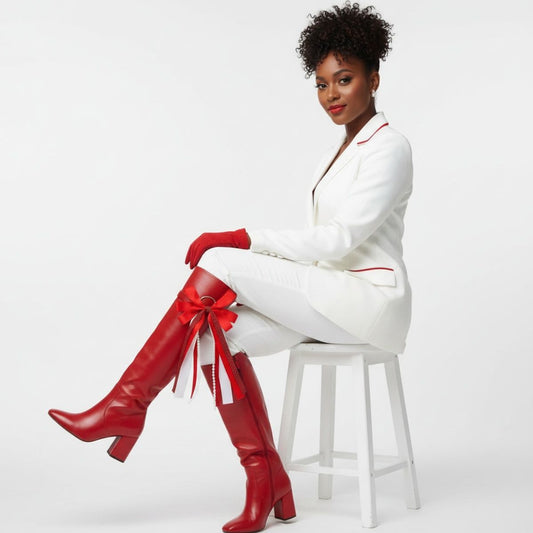 DST Boots on the Ground Red Black Boot Bow