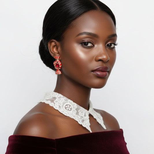 Stud Sweet Candy Red and Gold Crystal Earrings