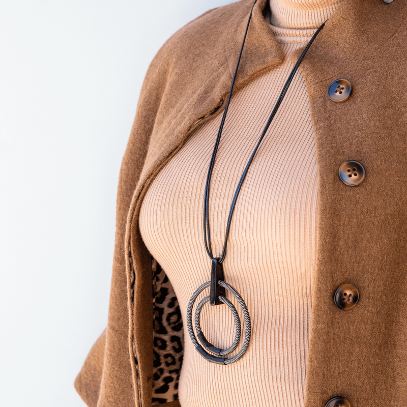 Knots and Circles Leather Necklace - 2 pendants