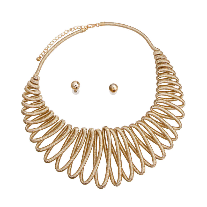 Gold Metallic Cord Loop Collar Necklace