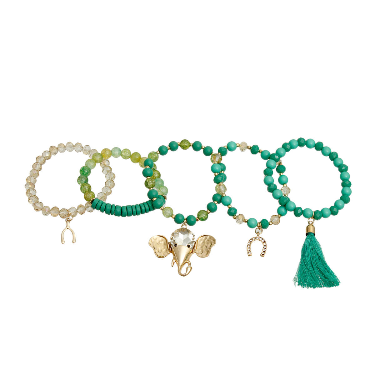Turquoise Bead Elephant Charm Bracelets