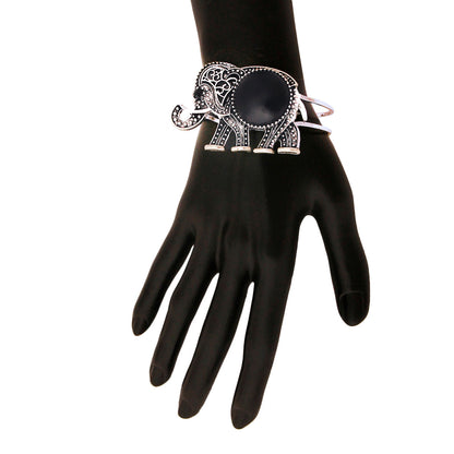 Black Elephant Hinge Bracelet