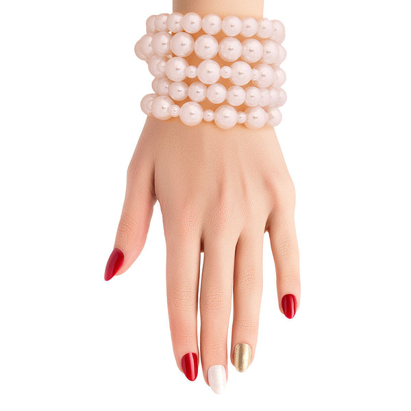 White Pearl Bracelets 5 Pcs