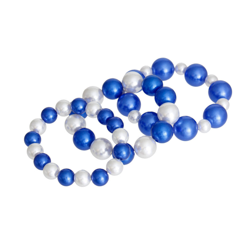 Blue and White Pearl 3 Pcs Bracelets