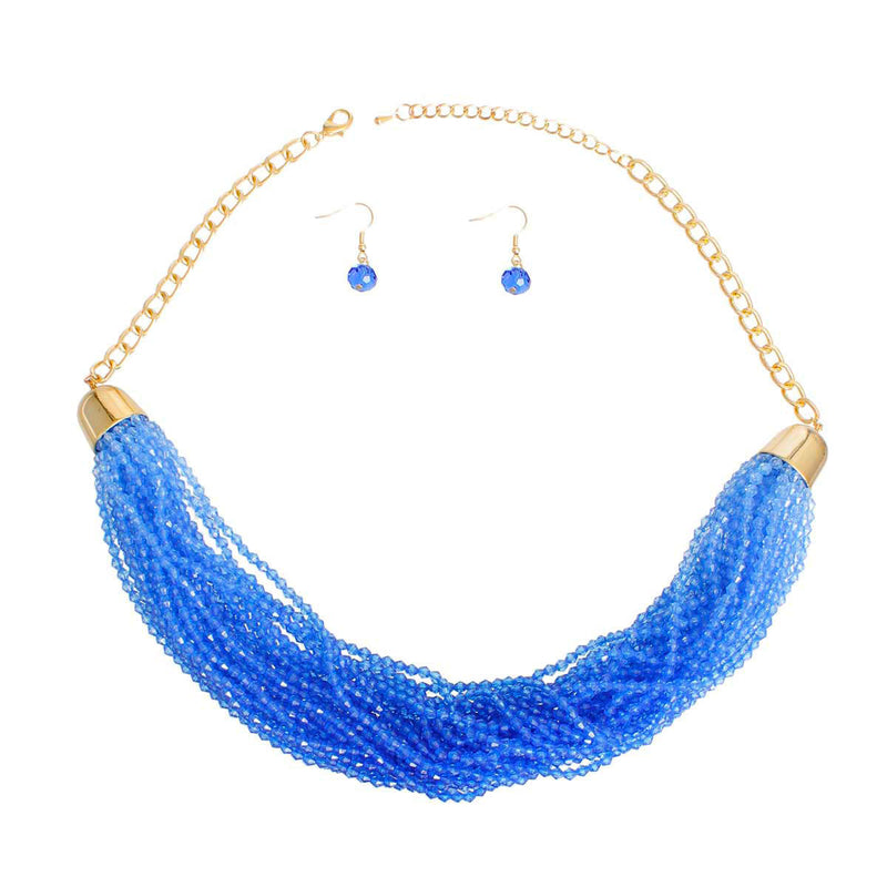 34 Strand Blue Bead Necklace