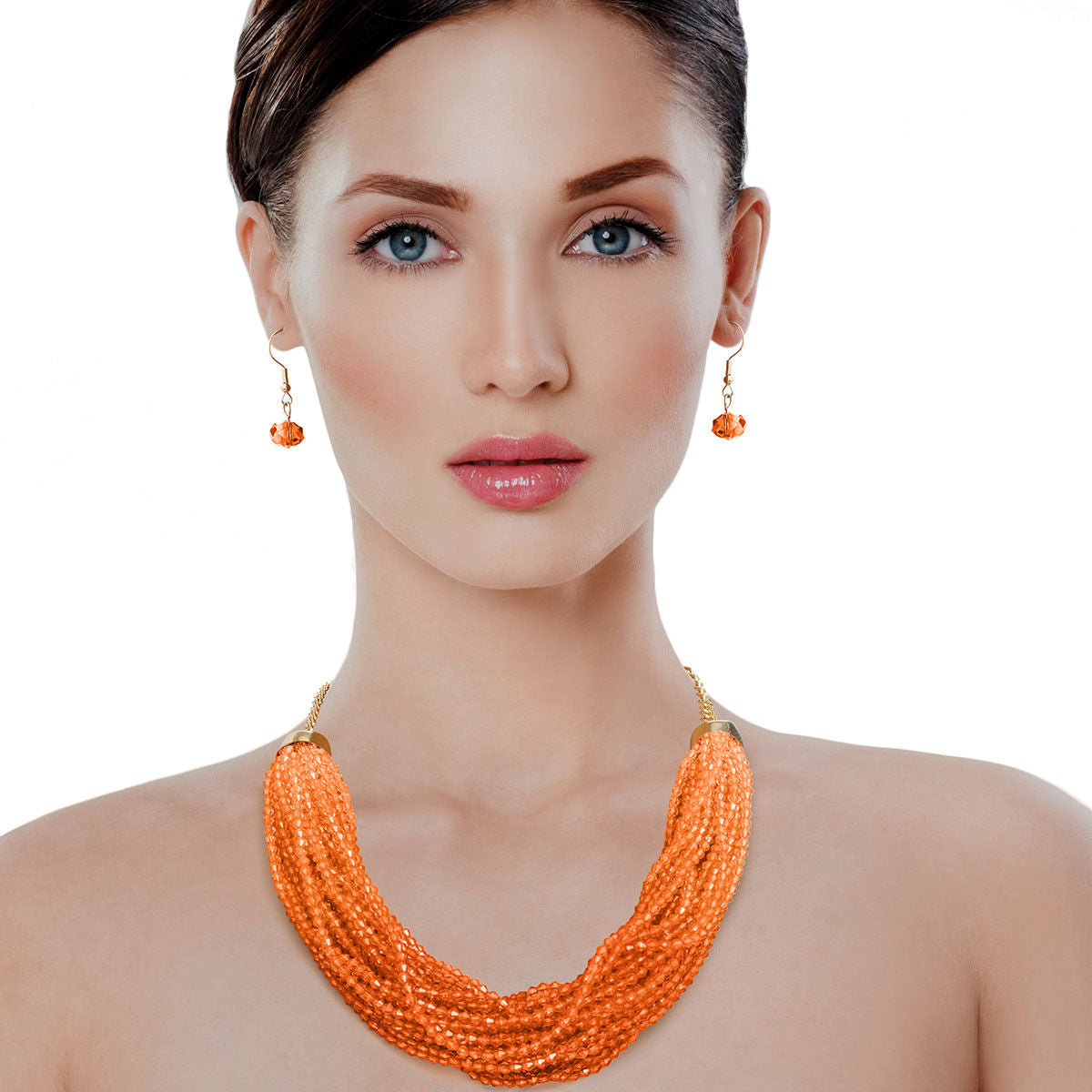 34 Strand Orange Bead Necklace