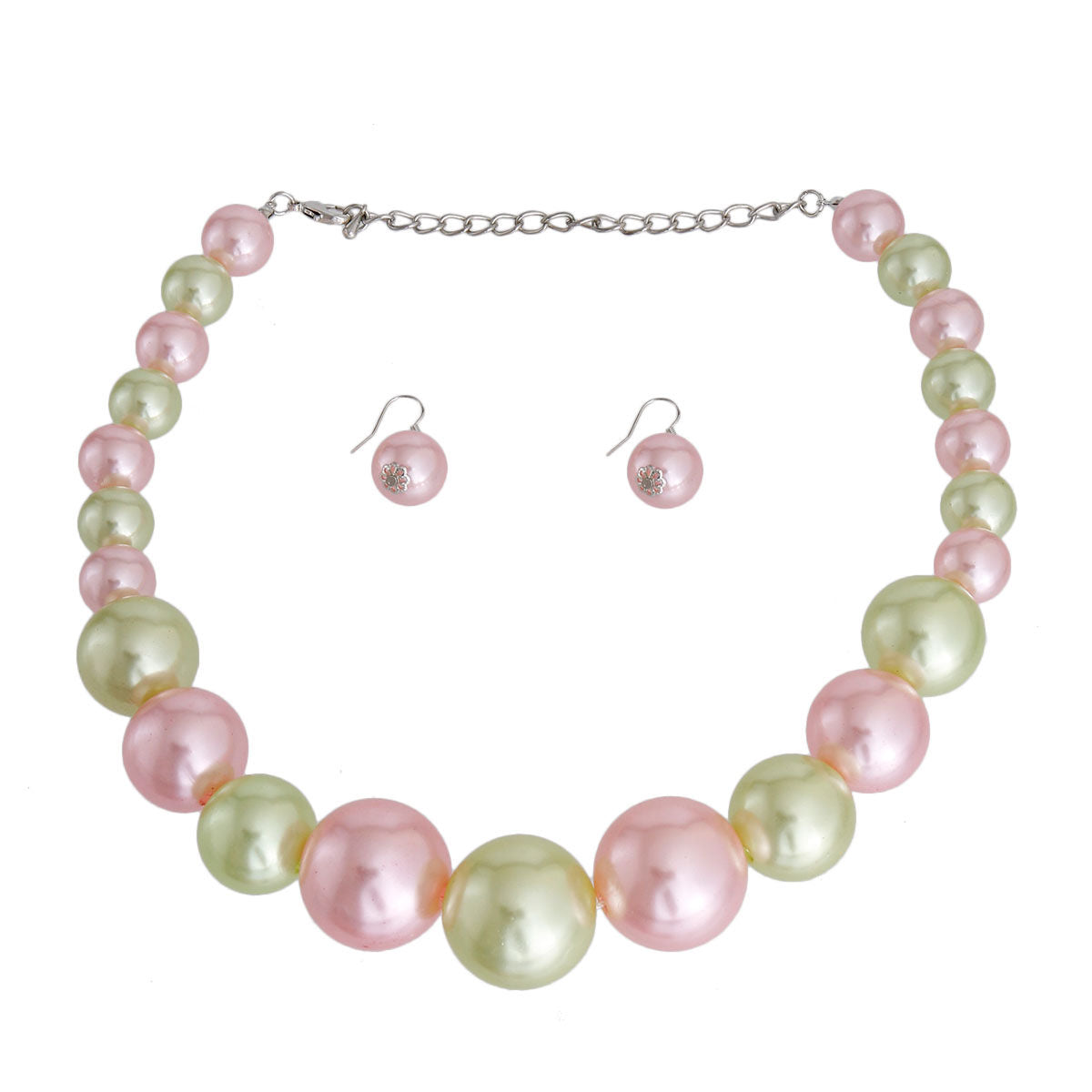 Pink and Green Graduated Bubble Gum Pearls