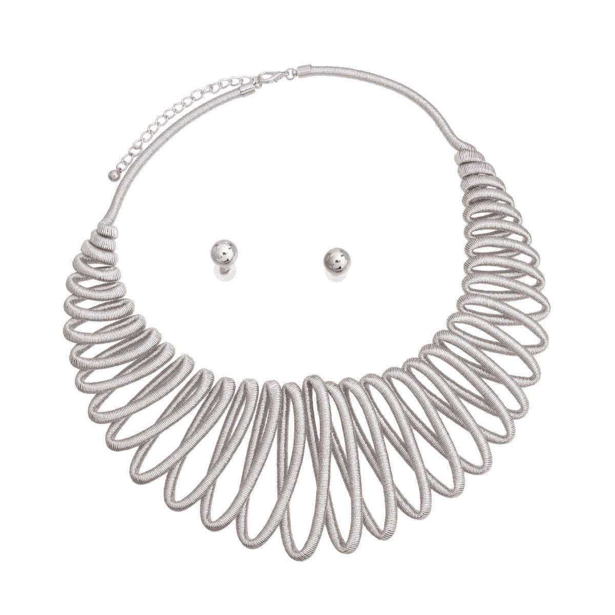 Silver Metallic Cord Loop Collar Necklace