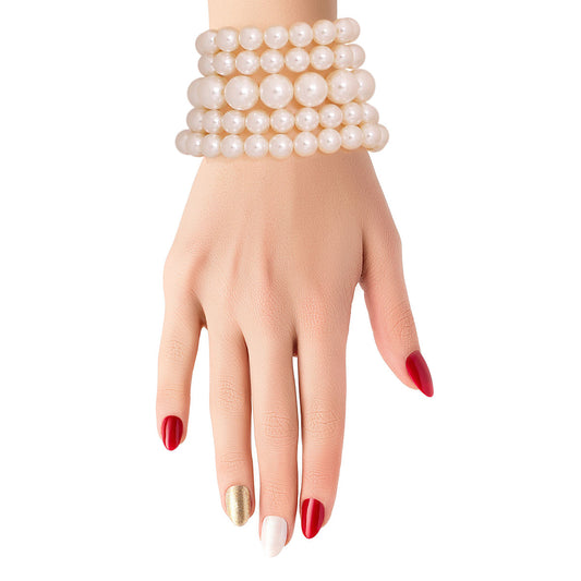 Cream Pearl Stretch Bracelet Set