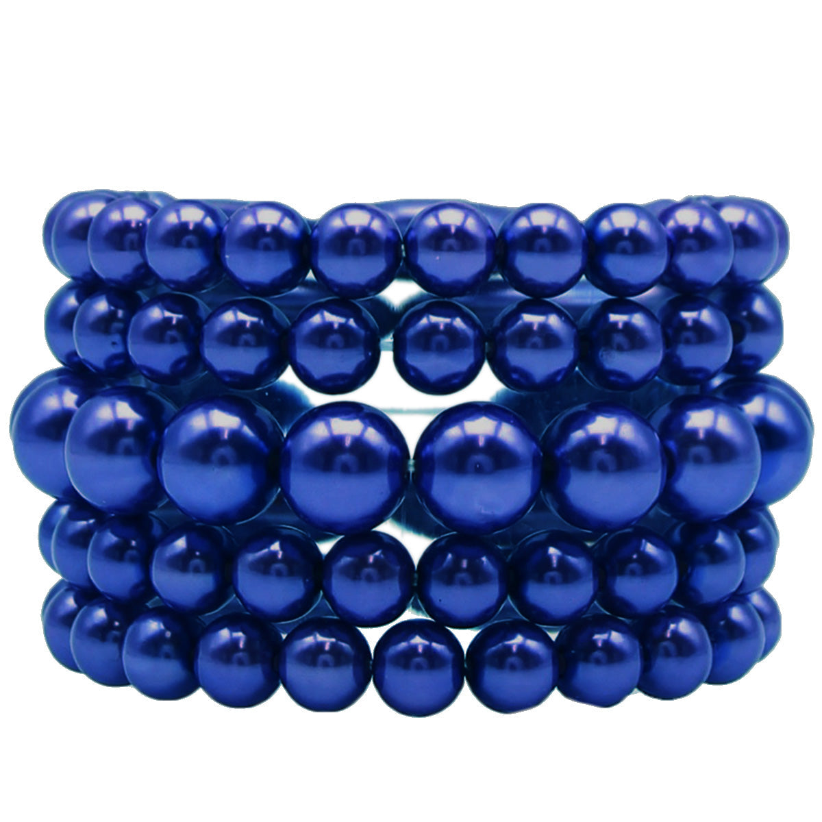 Royal Blue Pearl Stretch Bracelet Set (Royal Blue)
