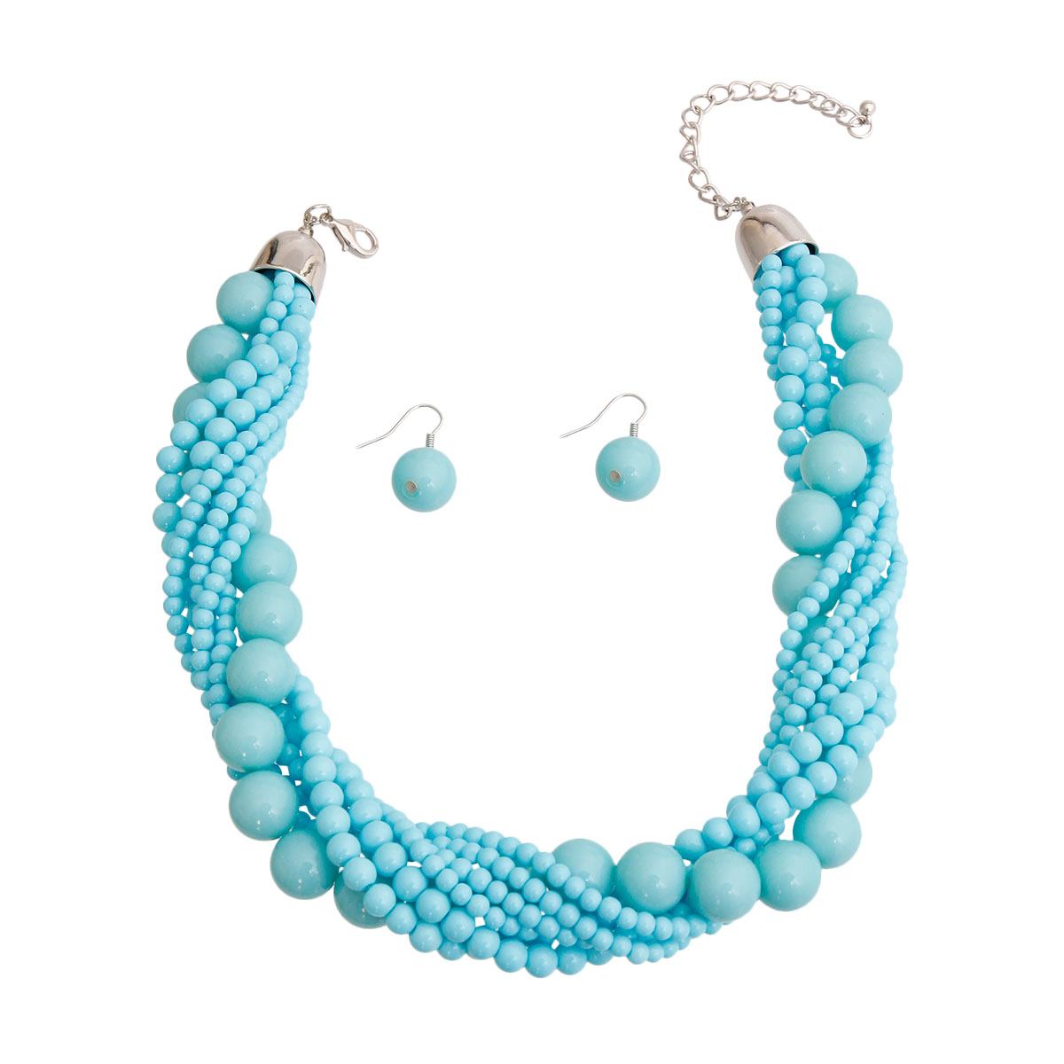 Light Blue Bead Twisted Necklace