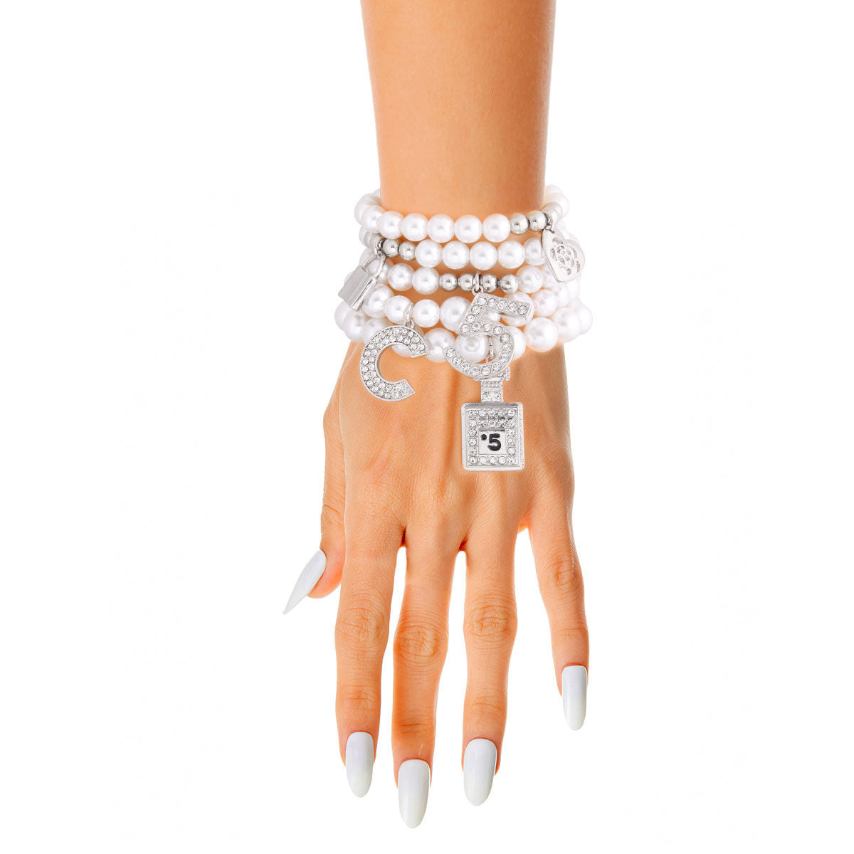 White Pearl Silver Boutique Bracelets