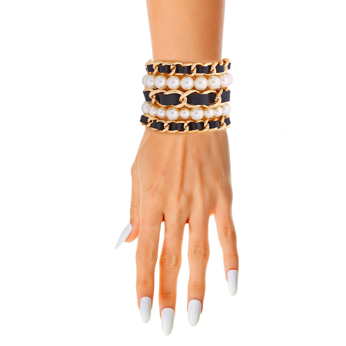 Gold Chain Pearl 5 Pcs Bracelets