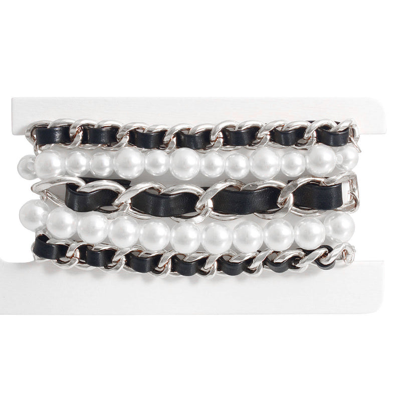 Silver Chain Pearl 5 Pcs Bracelets