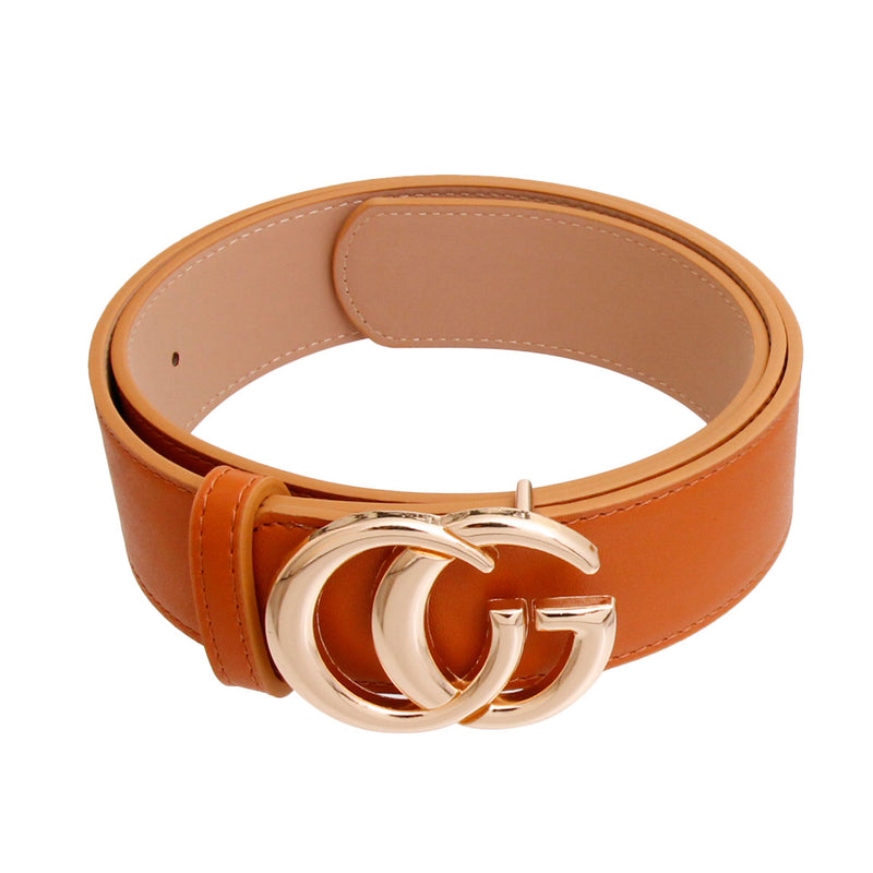 Camel and Gold G Designer Belt