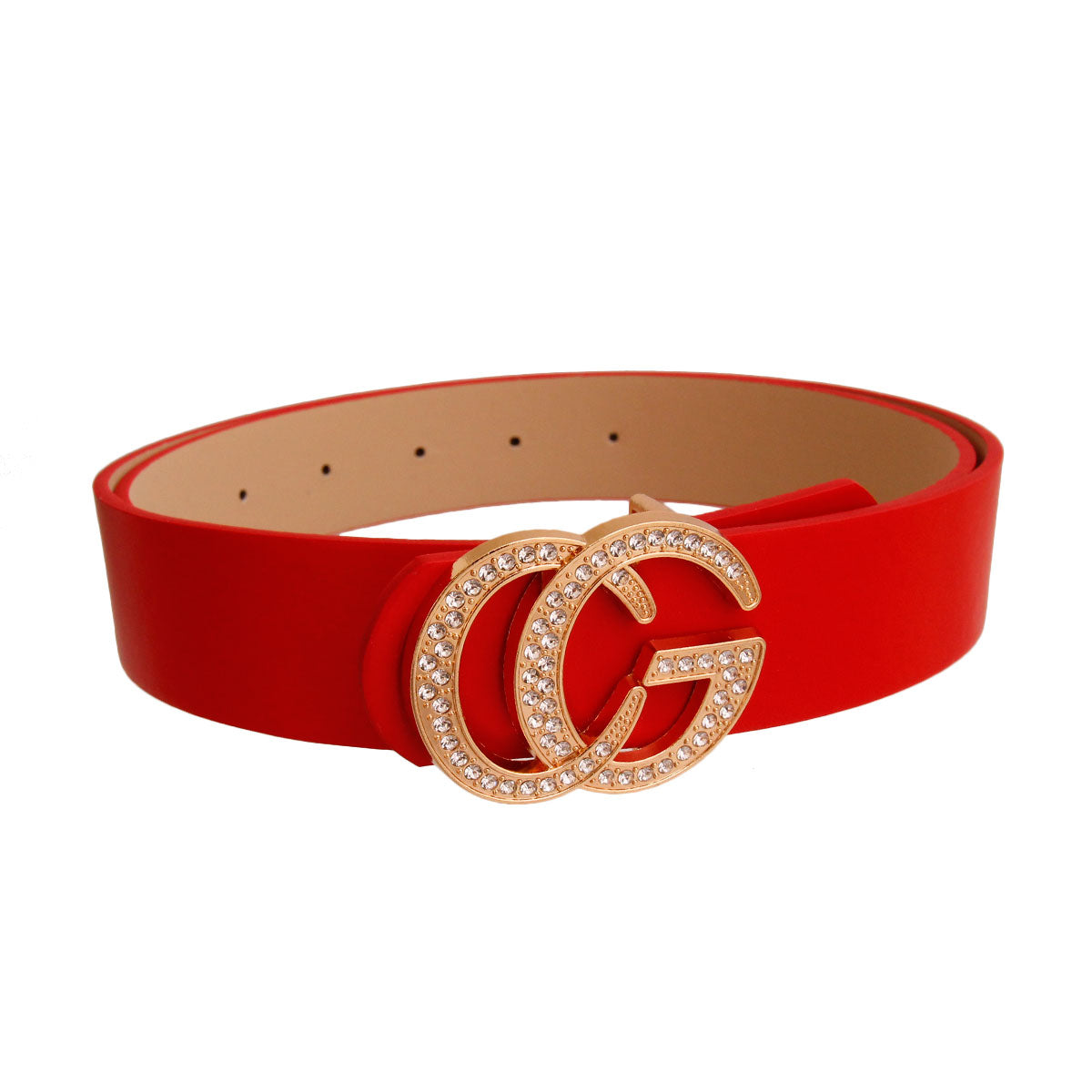 Red and Rhinestone Gold CG Belt