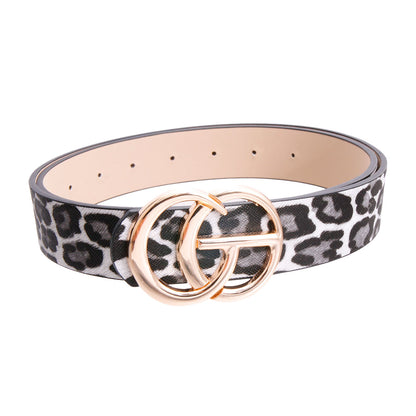 Black Leopard and Gold Monogram CG Belt