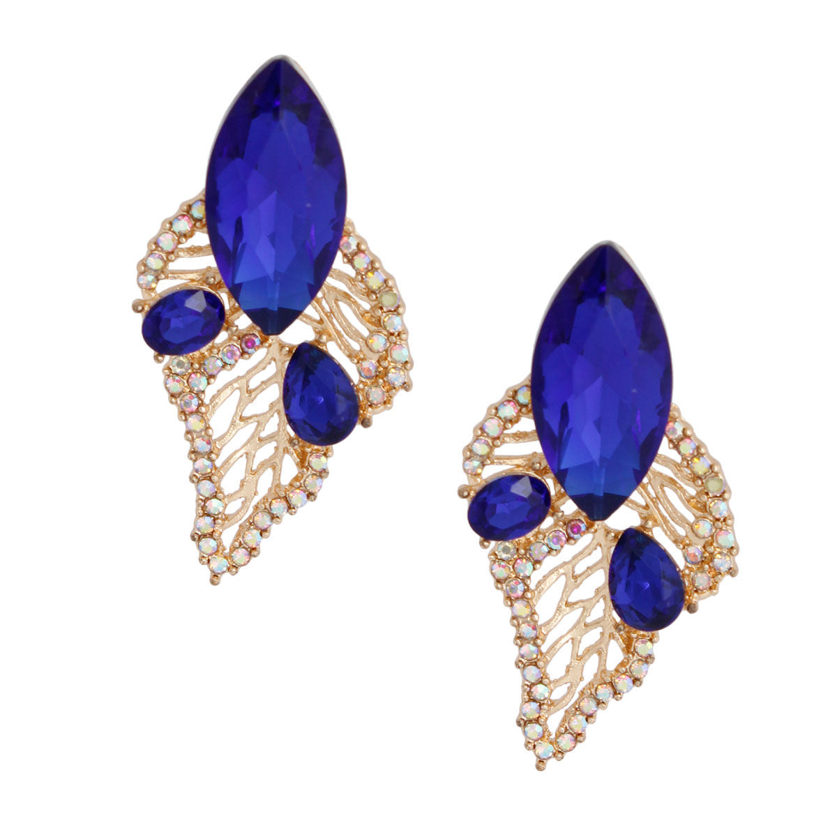 Elegant Royal Blue Leaf Stud