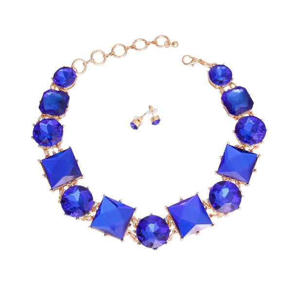 Royal Blue Various Crystal Collar Set