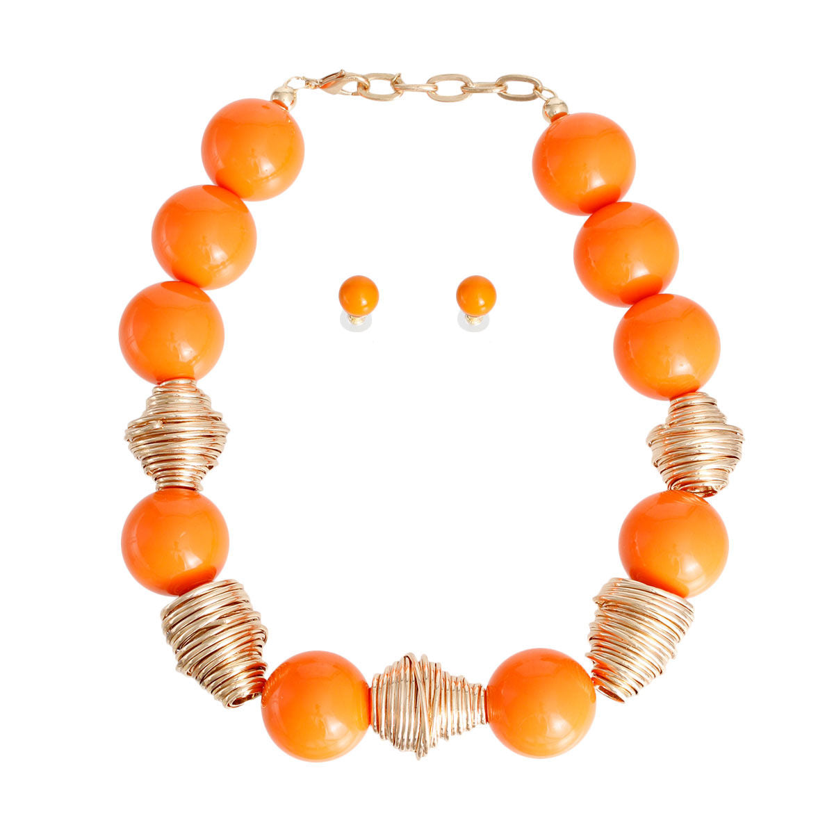 Heavy Orange Tribal Bead Set