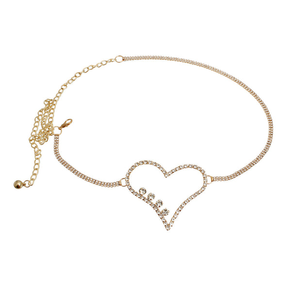 Gold Embellished Heart Chain Belt