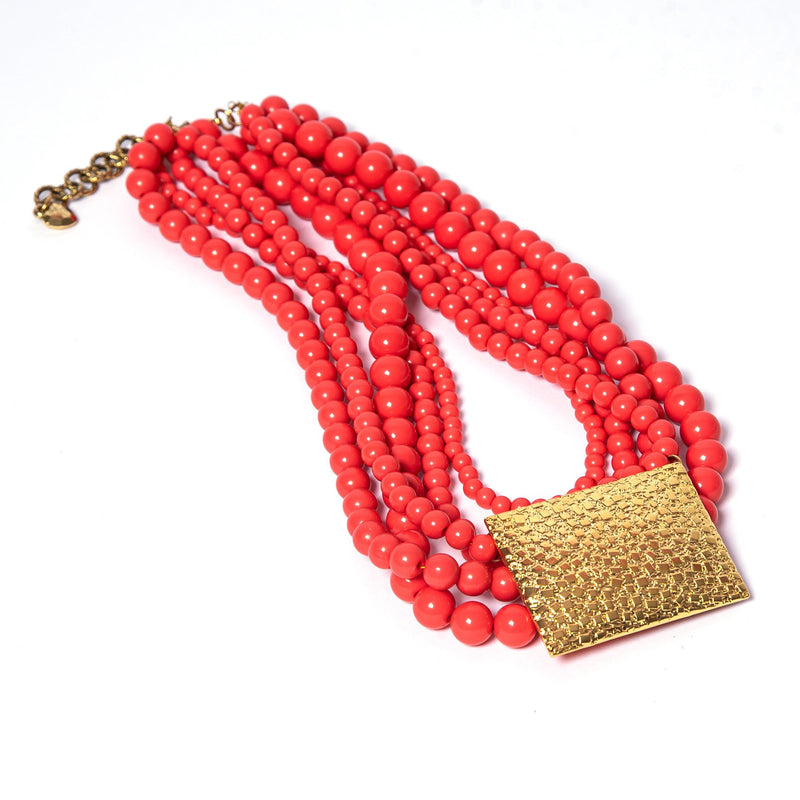 salmon orange statement necklace for women lead and nickel free