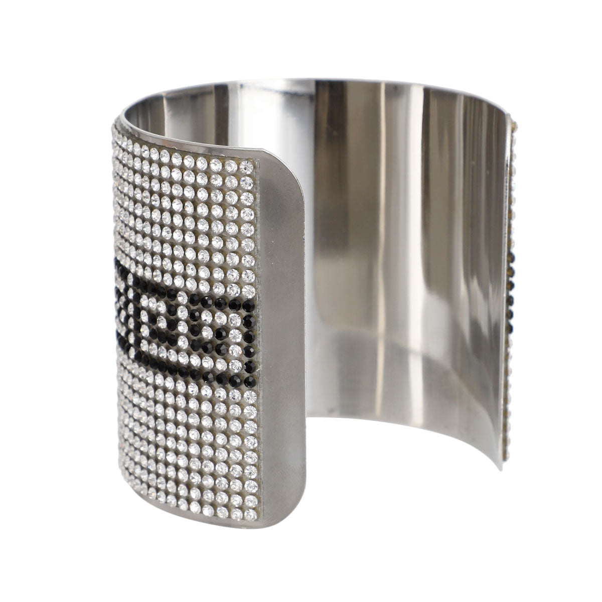 Greek Key Stripe Designer Silver Cuff