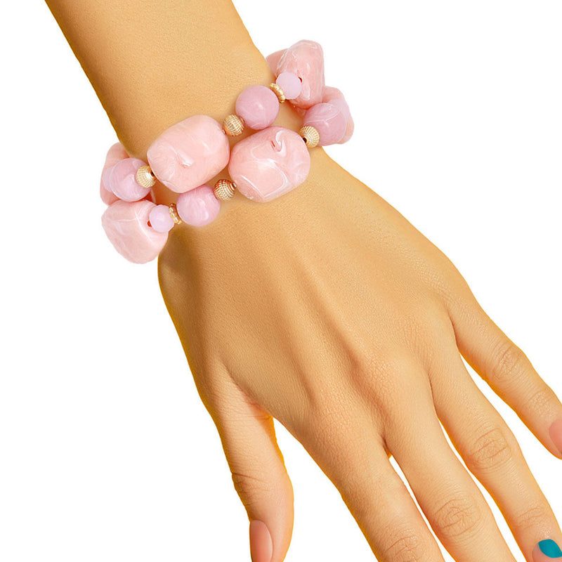 Light Pink Marbled Bead Bracelets