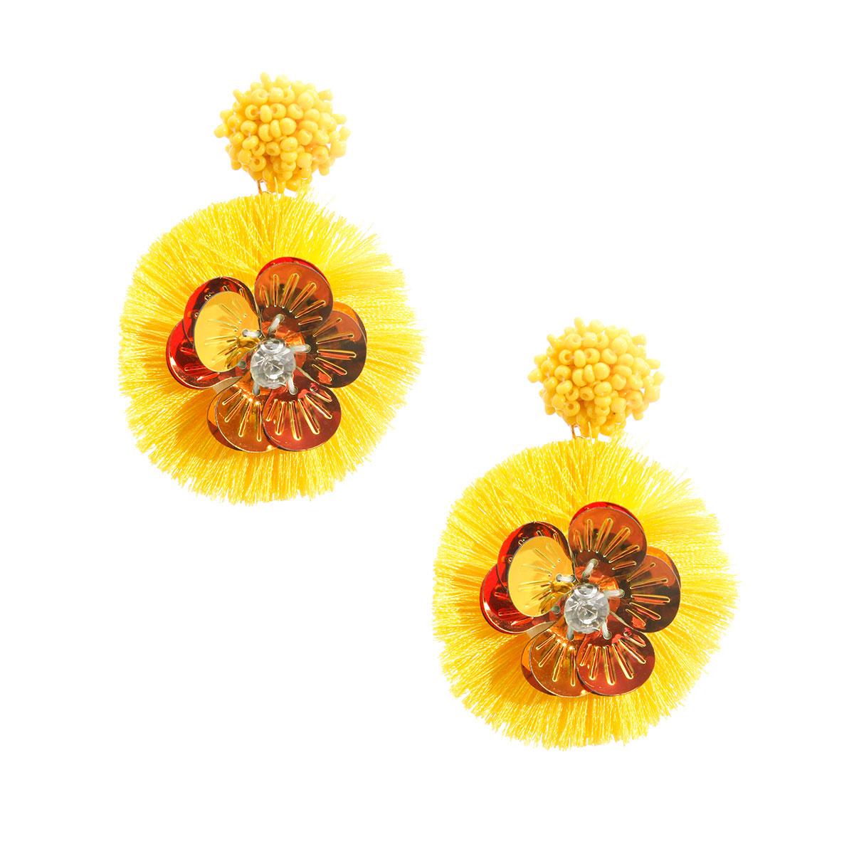 Blush Flower Beaded Tassel Earrings- Order Wholesale