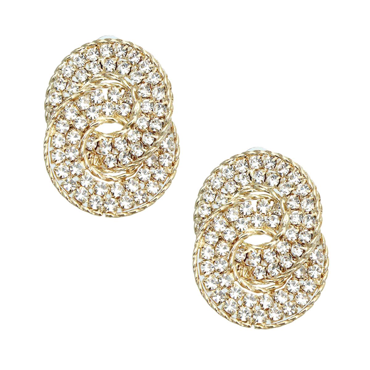 Gold Crystal Hooked Ring Studs