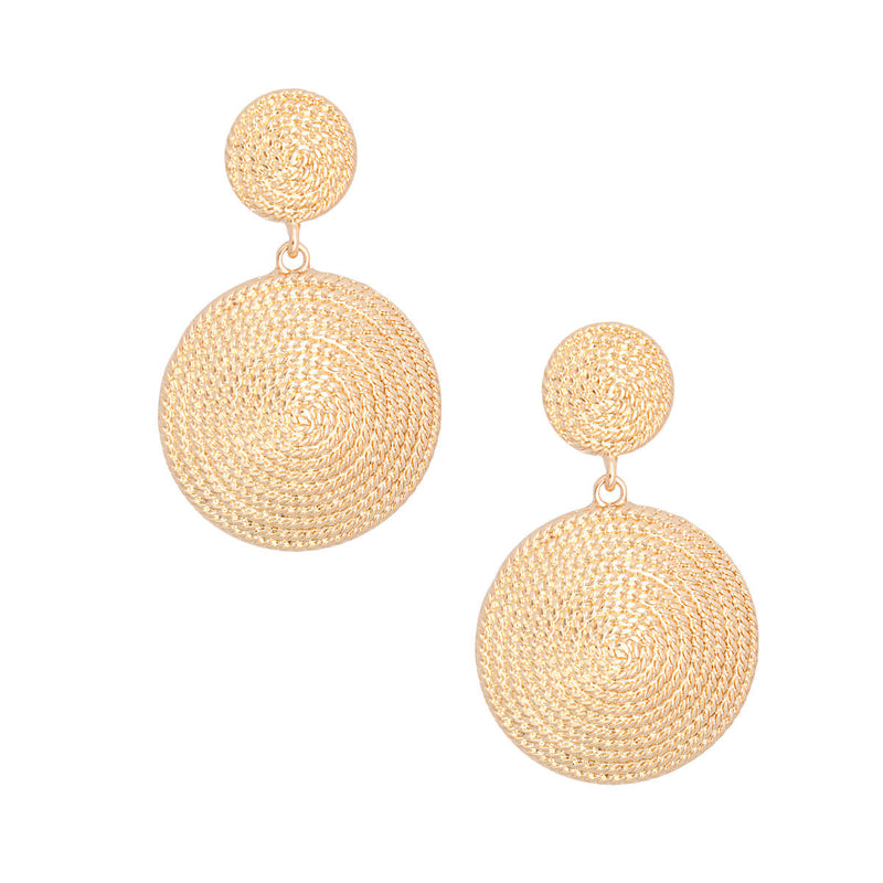 Gold Rope Double Round Earrings