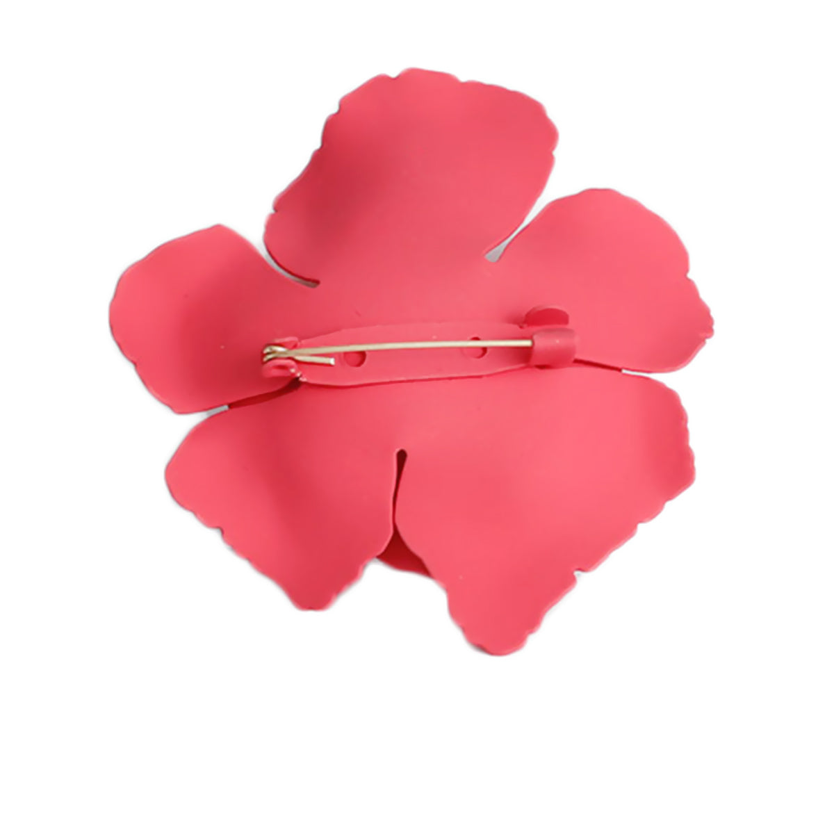 Dark Pink Coated Metal Flower Brooch